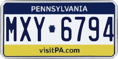 PA license plate MXY6794