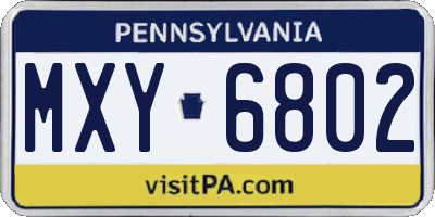 PA license plate MXY6802