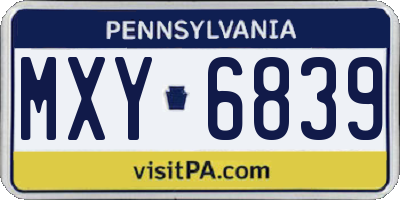 PA license plate MXY6839