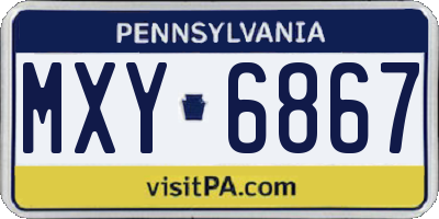 PA license plate MXY6867