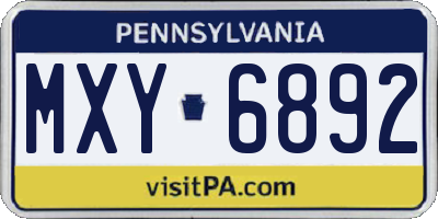 PA license plate MXY6892
