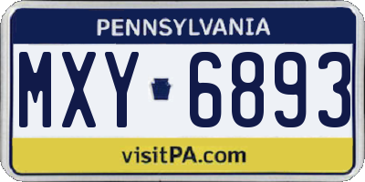 PA license plate MXY6893