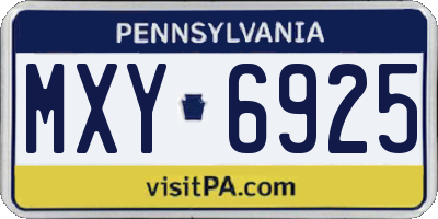 PA license plate MXY6925