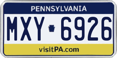 PA license plate MXY6926