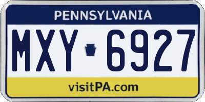 PA license plate MXY6927