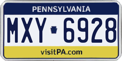 PA license plate MXY6928