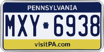 PA license plate MXY6938
