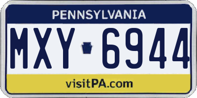 PA license plate MXY6944