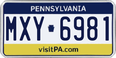 PA license plate MXY6981