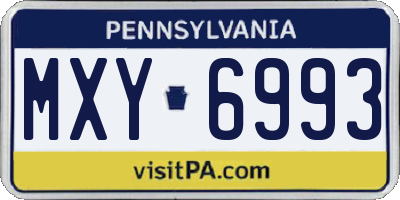 PA license plate MXY6993