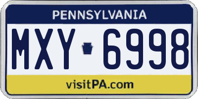 PA license plate MXY6998