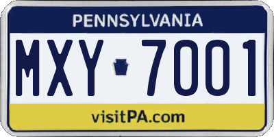 PA license plate MXY7001