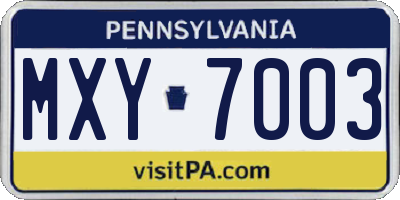PA license plate MXY7003