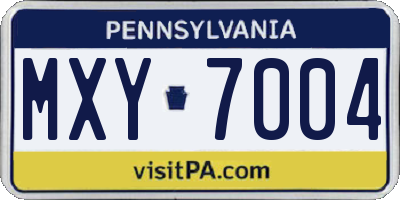 PA license plate MXY7004