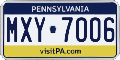 PA license plate MXY7006