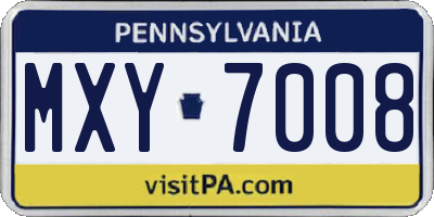 PA license plate MXY7008