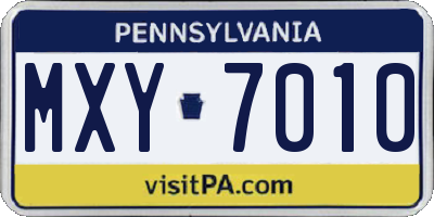 PA license plate MXY7010