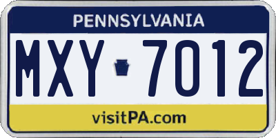 PA license plate MXY7012