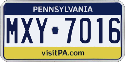 PA license plate MXY7016