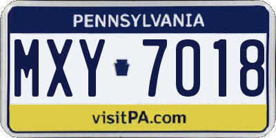 PA license plate MXY7018