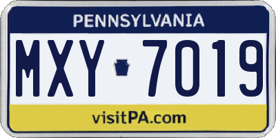 PA license plate MXY7019