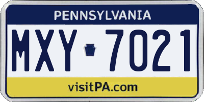 PA license plate MXY7021