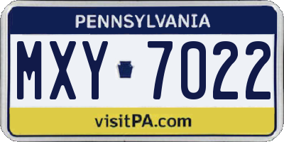 PA license plate MXY7022