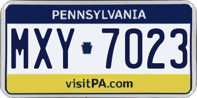 PA license plate MXY7023
