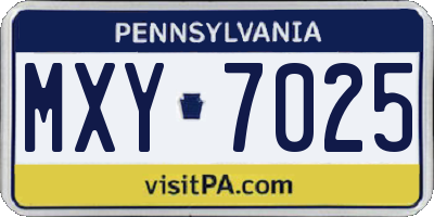 PA license plate MXY7025
