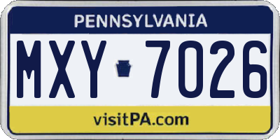 PA license plate MXY7026
