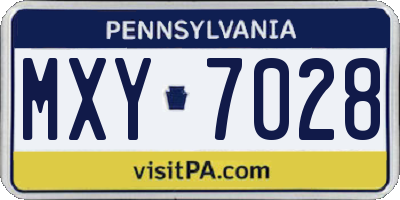 PA license plate MXY7028