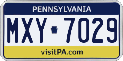 PA license plate MXY7029