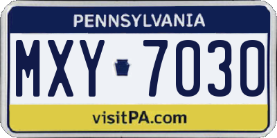 PA license plate MXY7030