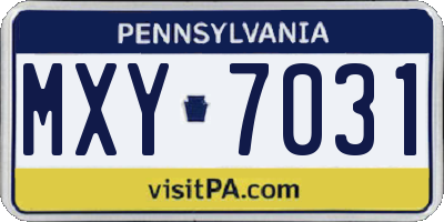PA license plate MXY7031