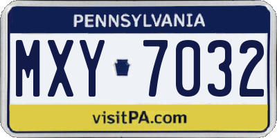 PA license plate MXY7032