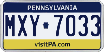 PA license plate MXY7033