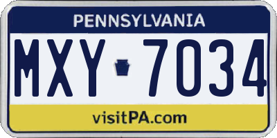 PA license plate MXY7034