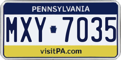 PA license plate MXY7035