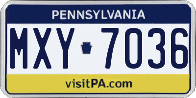 PA license plate MXY7036