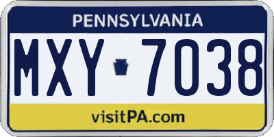 PA license plate MXY7038
