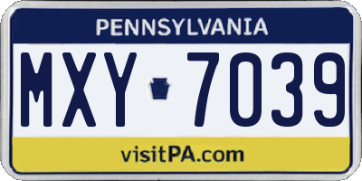 PA license plate MXY7039