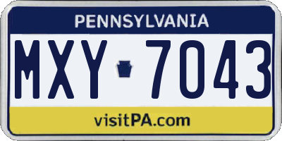 PA license plate MXY7043