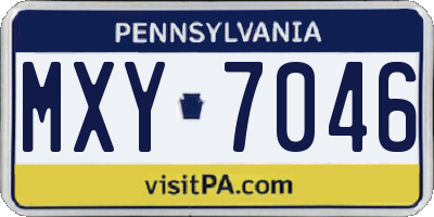 PA license plate MXY7046