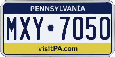 PA license plate MXY7050