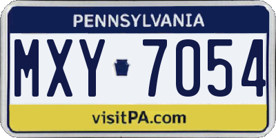 PA license plate MXY7054