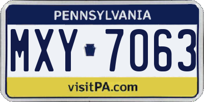 PA license plate MXY7063