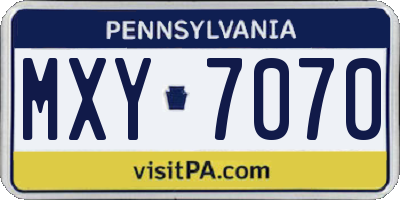 PA license plate MXY7070