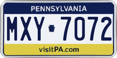 PA license plate MXY7072