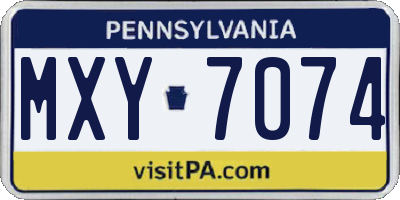 PA license plate MXY7074