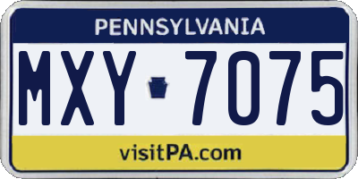 PA license plate MXY7075